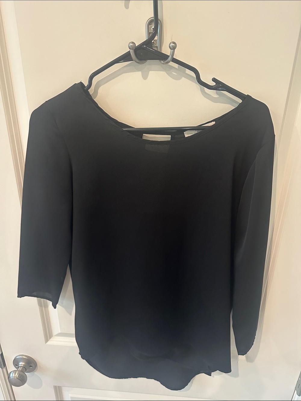 Le Lis Black Boatneck Blouse with Three-Quarter Sleeves